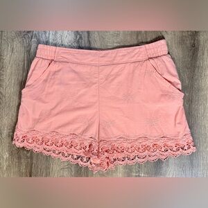 A New Day, Light Coral Embroidered Lace Stretchy Pull On Shorts w/ Pockets XXL